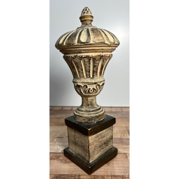 Vintage-Inspired Ornamental Distressed Cream & Bronze Decorative Piece - Picture 2 of 4